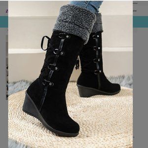 Women's Black Lace Up Boots